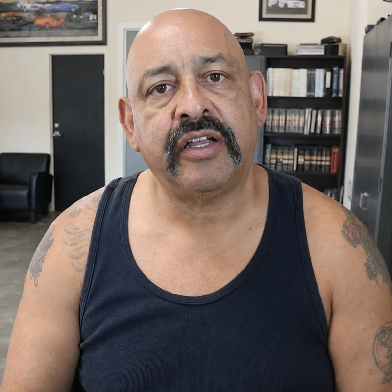 Carlos Herrera in his garage
